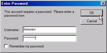 Screenshot of Enter Password window.