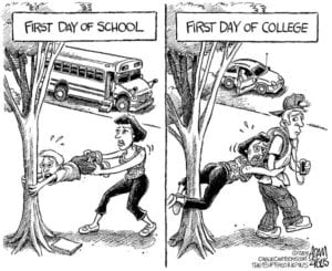First day of school and first day of college cartoon