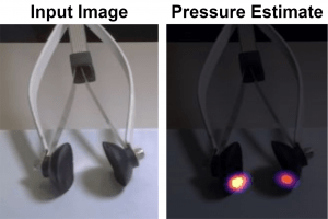 Example of visual pressure estimation from a single RGB image of a soft gripper.